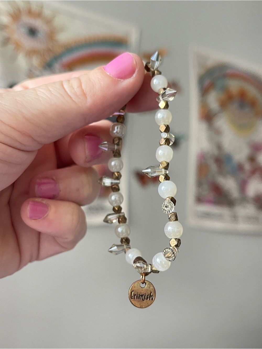 Erimish Beaded Bracelet - White and Gold
